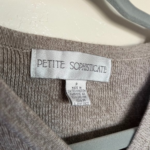 Petite Sophisticate Stone Grey Long-sleeve Button-down Cardigan - Size P - Picture 3 of 4